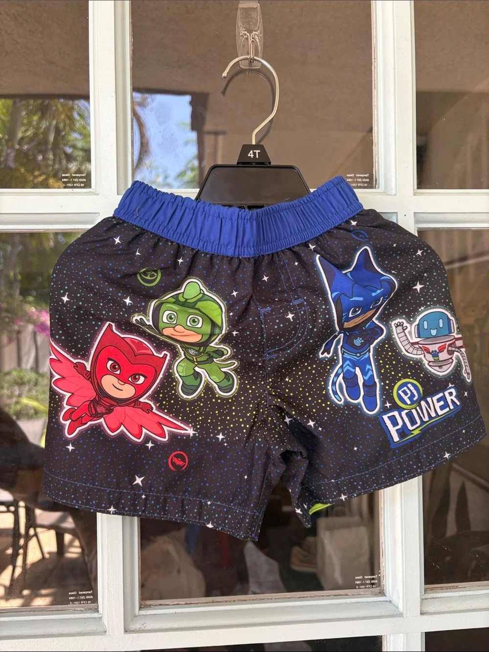 Kids' Black PJ Mask Swim Trunks with Blue Waistband - 18M